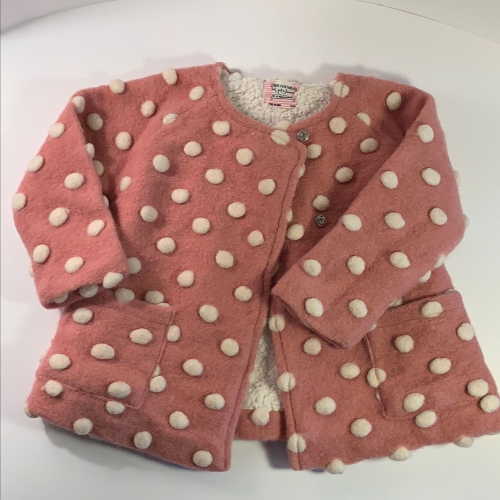 Zara kids boiled wool polkadot sherpa-lined jacket